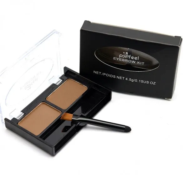 2 Colors Eyebrow Powder Palette Waterproof Smudge Proof With Eyebrow Brushes
