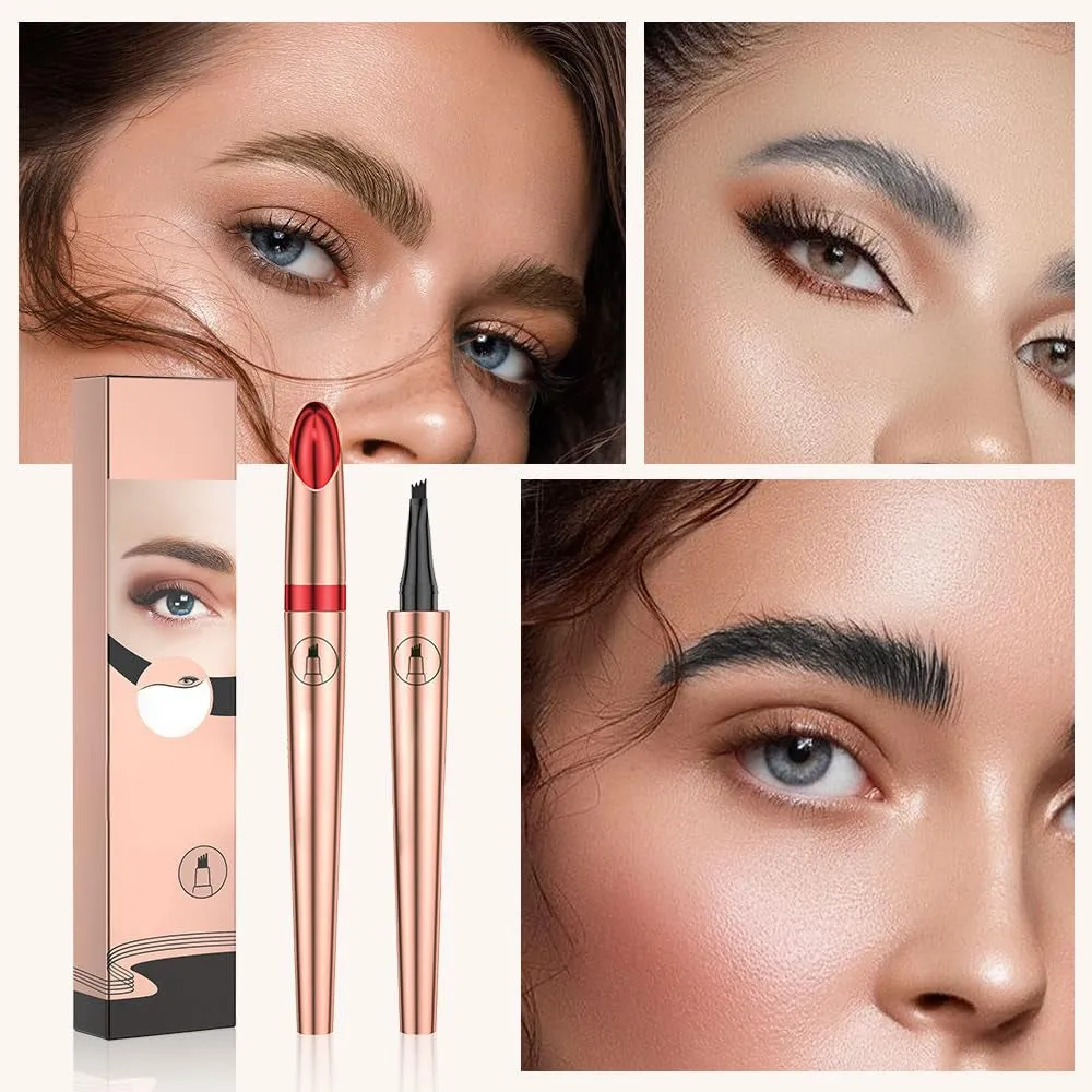 2024 Advanced 4-Point Waterproof Microblading Eyebrow Pencil for Natural Finish (Dark Brown)