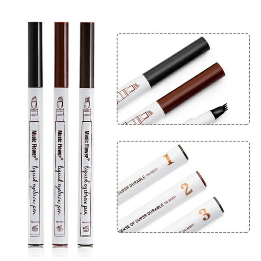 3 Colors 4 Head Microblading Eyebrow Tattoo Pen Waterproof