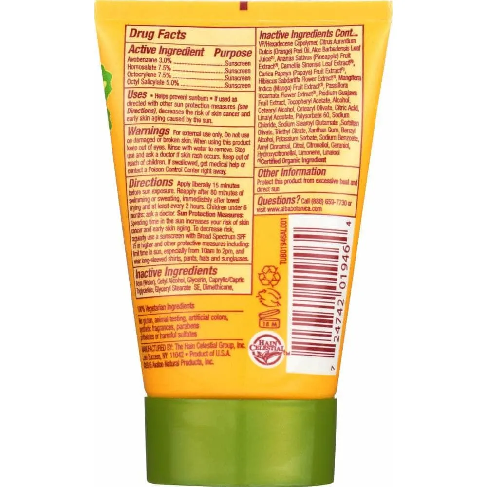 Alba Botanica Lotion Sun Spf 30 Aloe Vera, 1 Oz (Case of 4)