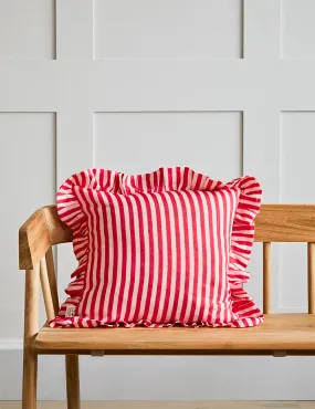 Amuse La Bouche Cherry Candy Stripe Ruffle Cushion