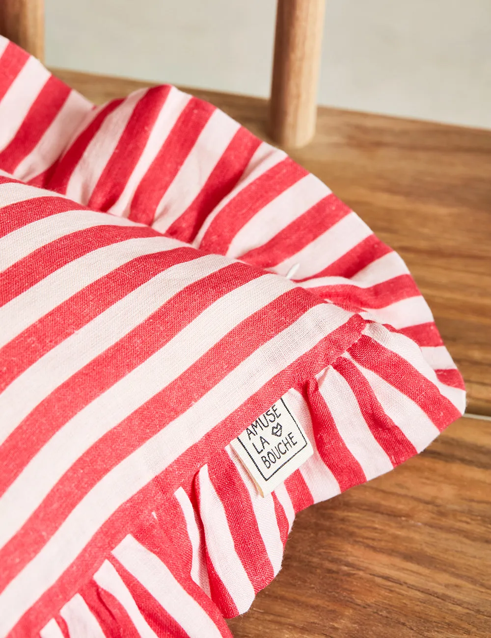 Amuse La Bouche Cherry Candy Stripe Ruffle Cushion