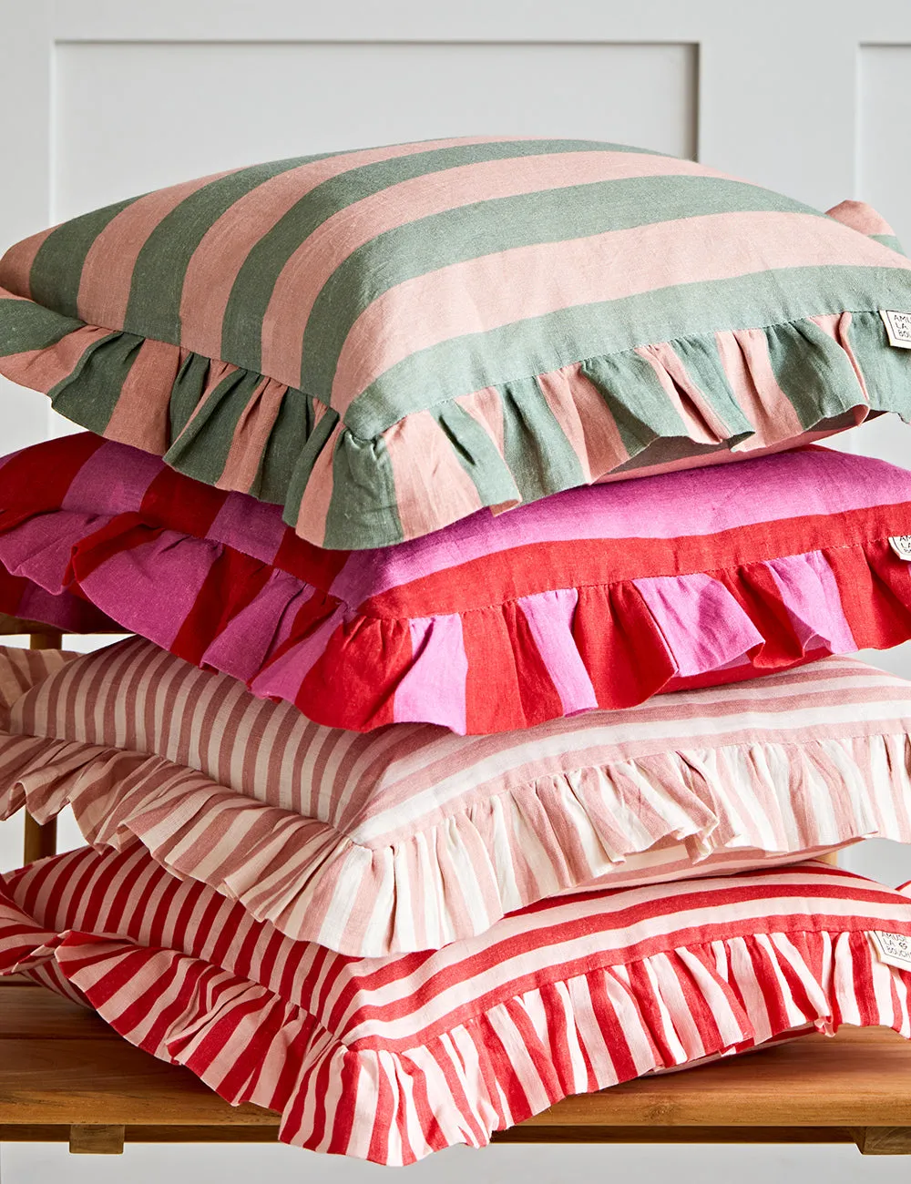 Amuse La Bouche Cherry Candy Stripe Ruffle Cushion