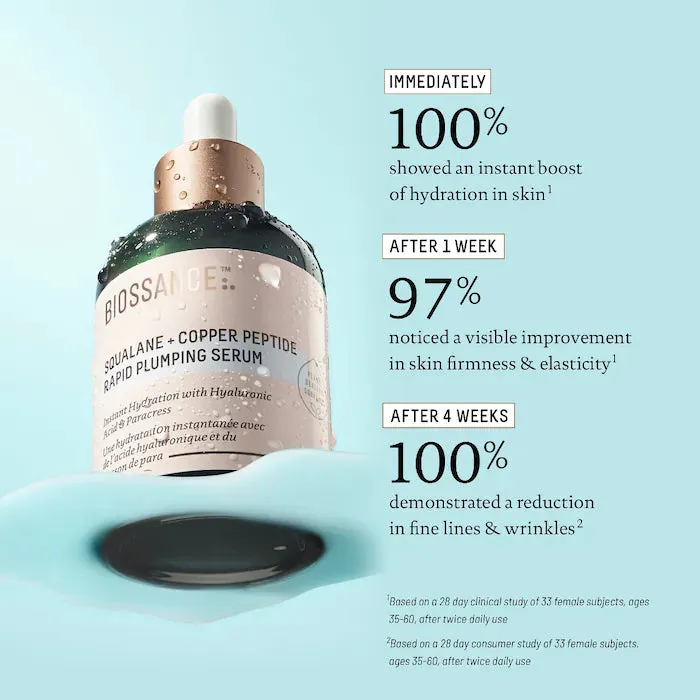 Biossance Squalane   Copper Peptide Rapid Plumping Serum 1.69 oz