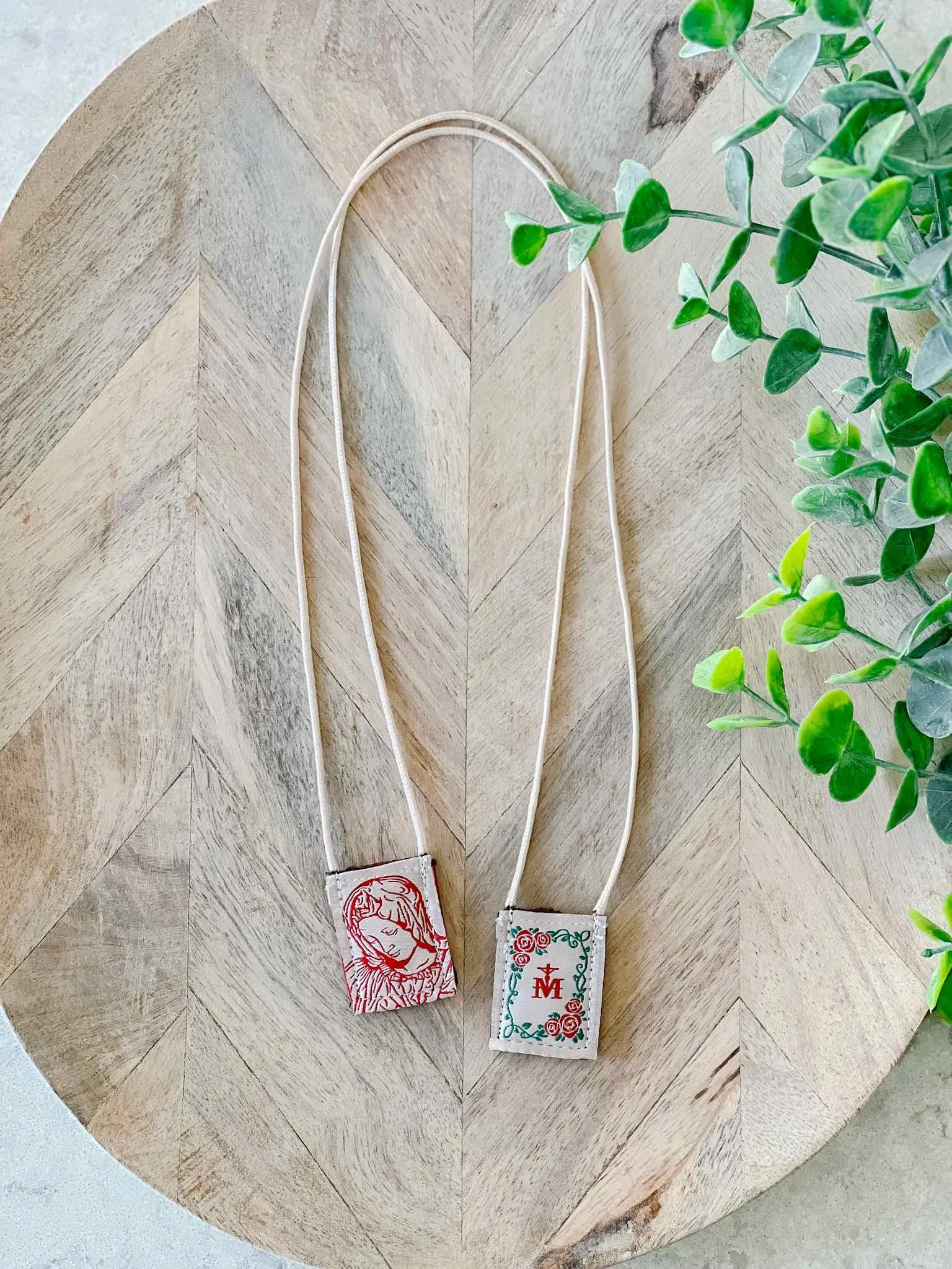Brown Scapular, Cream & Rose Pietà