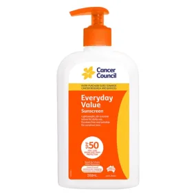 Cancer Council Everyday Value Sunscreen SPF 50  Pump 500ml