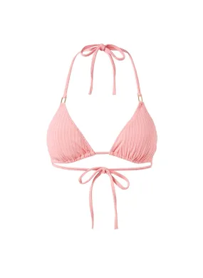 Cancun Blush Ribbed Bikini Top
