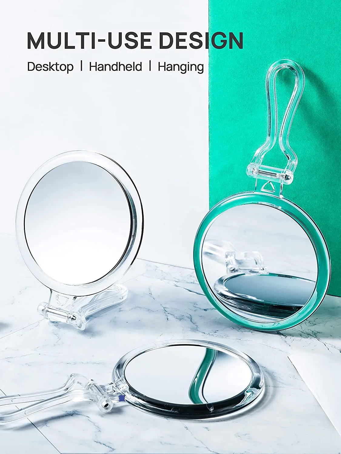 Double-Sided Magnifying Foldable Makeup Mirror for Handheld, Table and Travel Usage