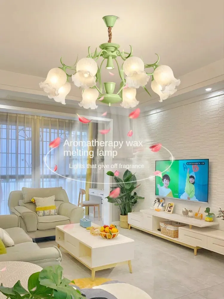 French cream wind aromatherapy melting wax lamp flower chandelier