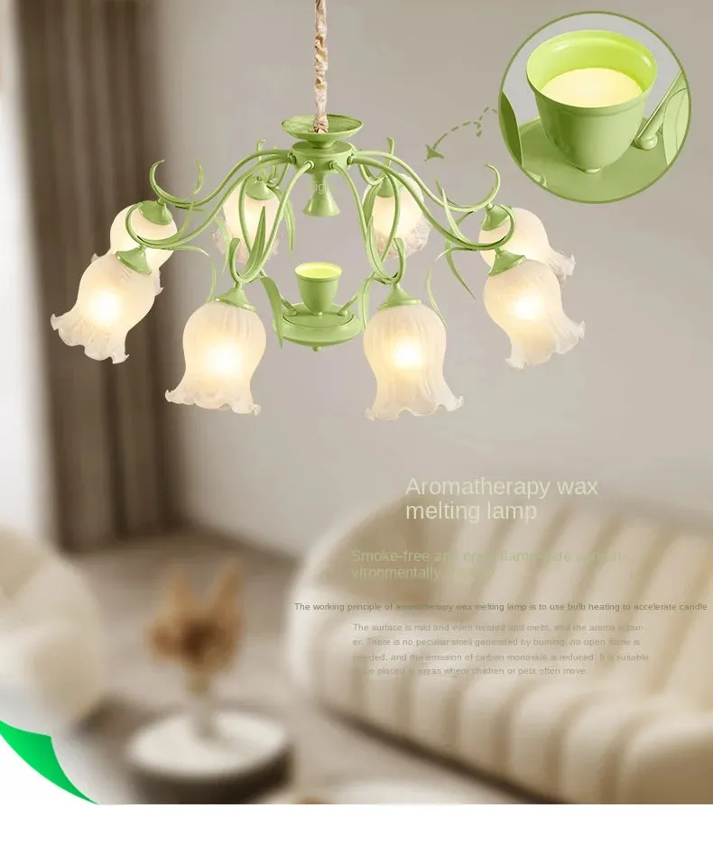 French cream wind aromatherapy melting wax lamp flower chandelier