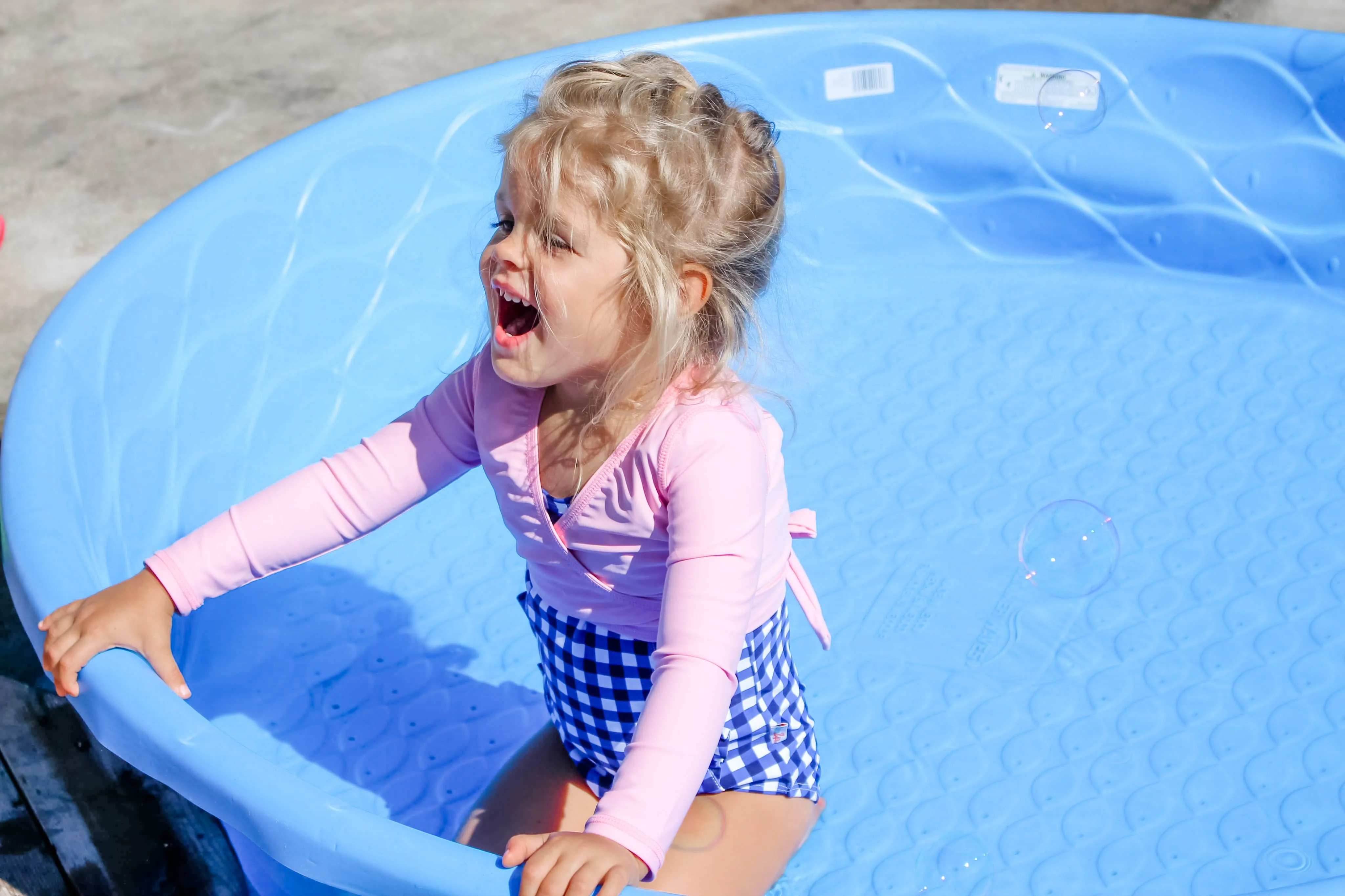 Girls Long Sleeve Swim Wrap Top - "Orchid Pink"