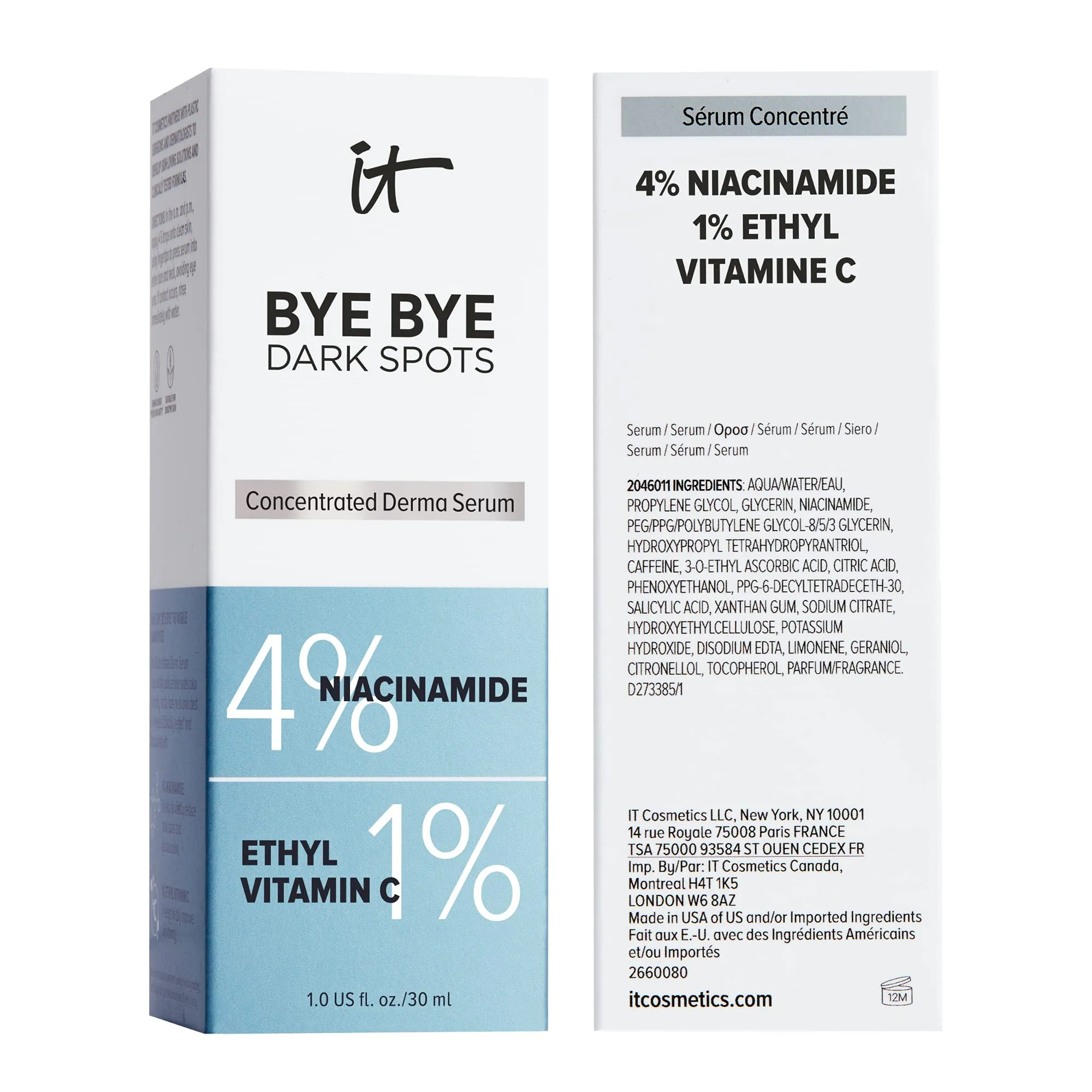 IT Cosmetics Bye Bye Dark Spots 4% Niacinamide Serum - Visibly Reduces Dark Spots & Improves Skin Clarity In 8 Weeks - With 1% Ethyl Vitamin C - For All Skin Types - 1 fl oz