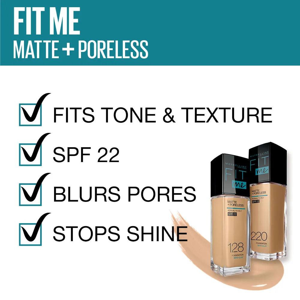 Maybelline New York Fit Me Matte Poreless Liquid Foundation Tube, 115 Ivory, 18ml