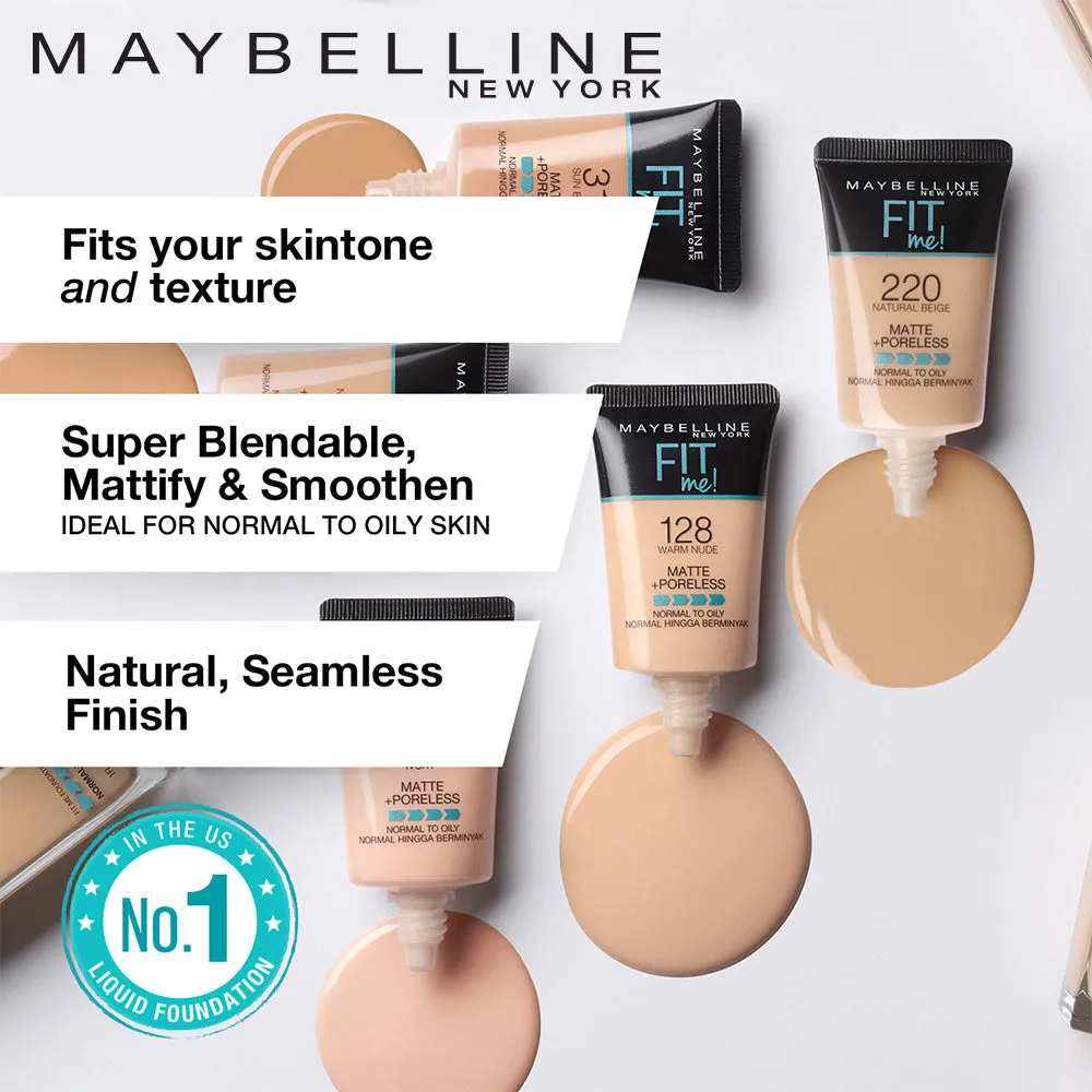 Maybelline New York Fit Me Matte Poreless Liquid Foundation Tube, 115 Ivory, 18ml