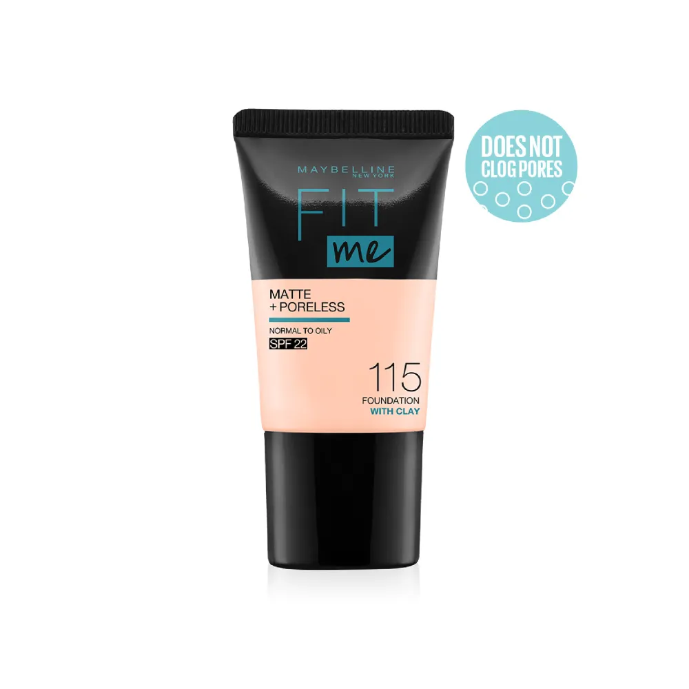 Maybelline New York Fit Me Matte Poreless Liquid Foundation Tube, 115 Ivory, 18ml
