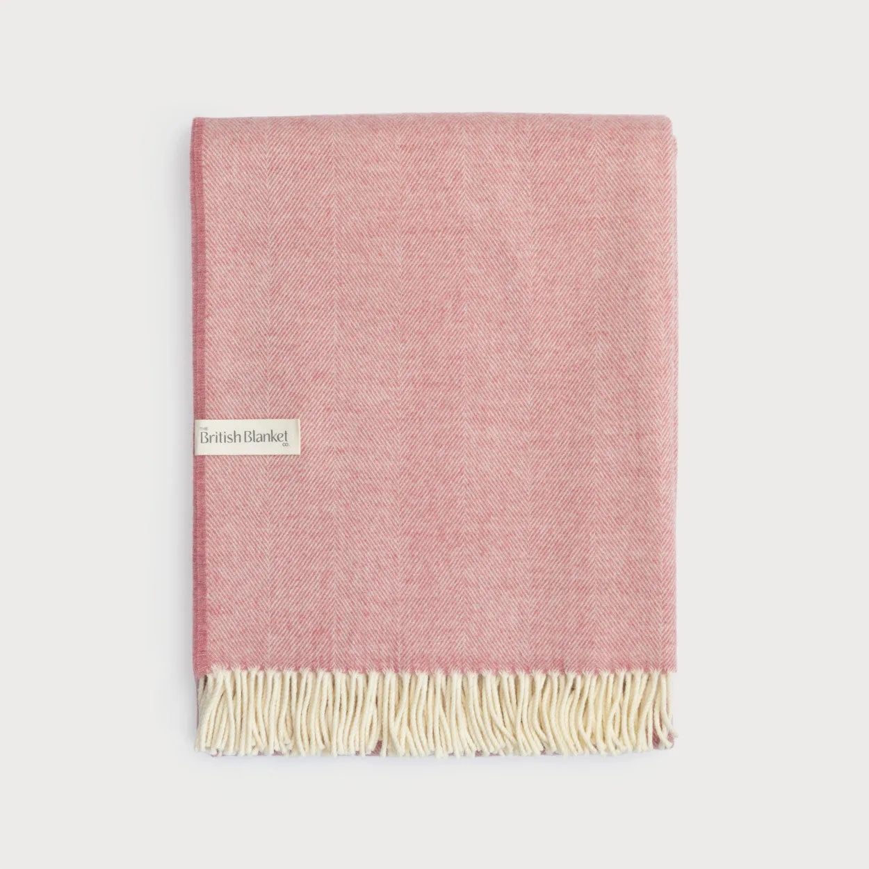 Merino Herringbone Blanket Blush Pink