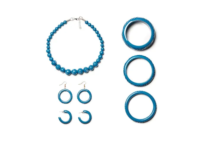 Peacock Heavy Carve Drop Hoop Earrings by Splendette