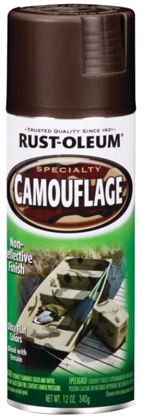 Rust-Oleum 1918830 Camouflage Spray Paint, Ultra Flat, Earth Brown, 12 oz, Can :CAN: QUANTITY: 1