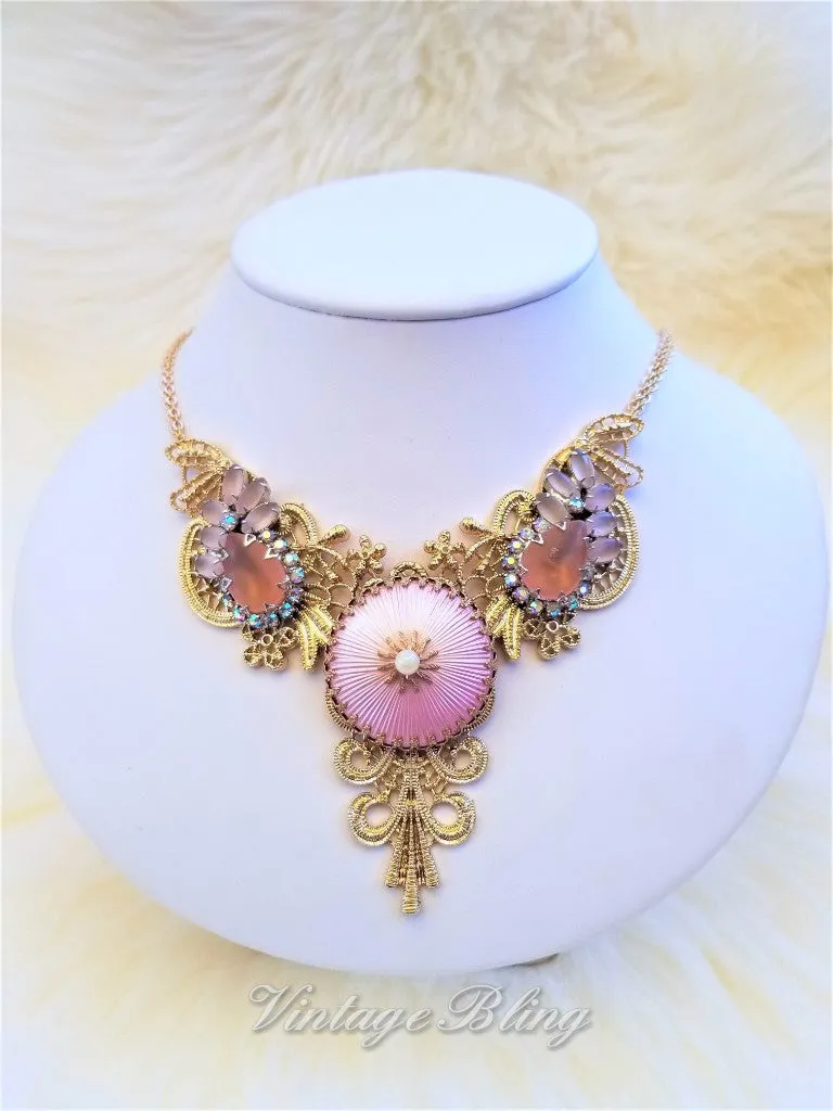 Soft Blush Pink Statement Necklace