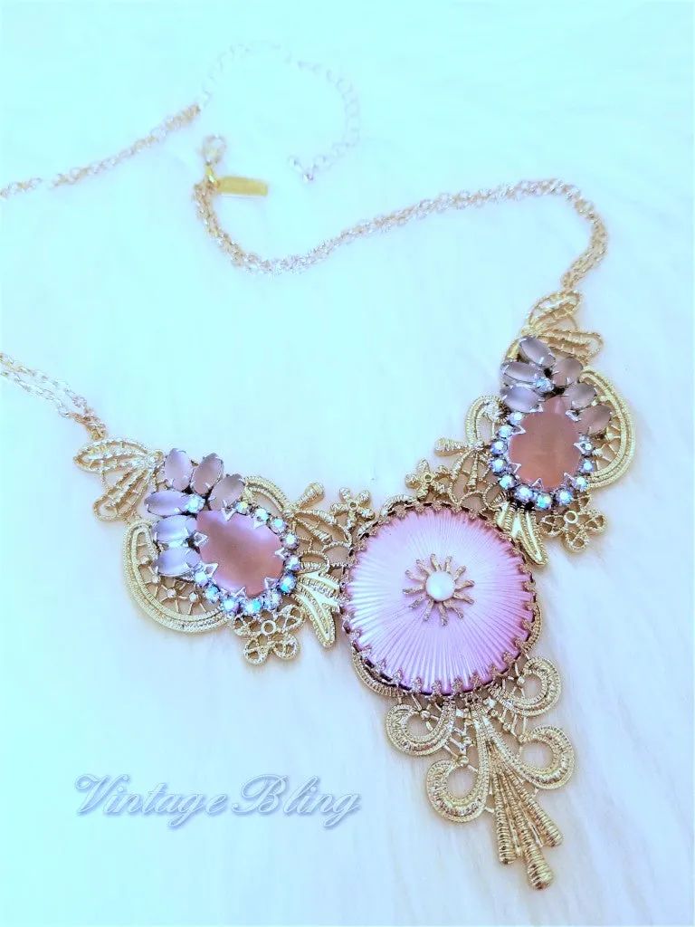 Soft Blush Pink Statement Necklace