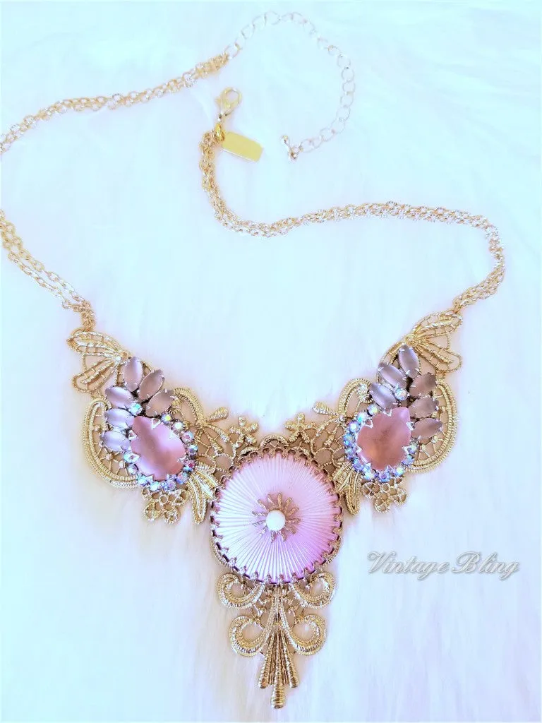 Soft Blush Pink Statement Necklace