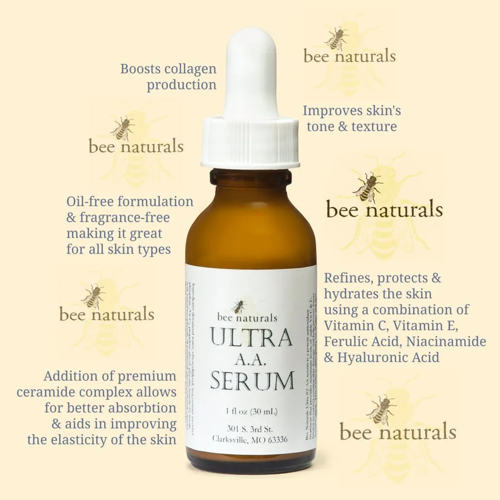 Ultra AA Serum - Advanced Anti-Aging & Brightening Formula | 15% Stabilized Vitamin C, Ferulic Acid, & Hyaluronic Acid | Hydrating & Gentle | 1 fl oz